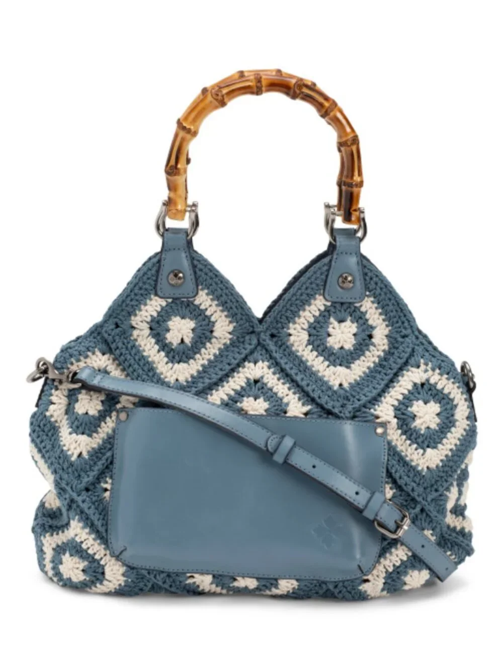 PATRICIA NASH Delphi Cotton Crochet And Leather Tote With Crossbody